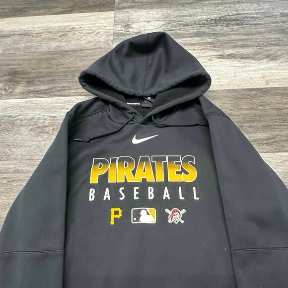 Pittsburgh‎ Pirates Hoodie Nike Dri Fit  Black Yellow M Center Swoosh Baseball - Picture 1 of 9
